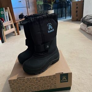 Kamik Kids Black Winter Boots with Blue Logo